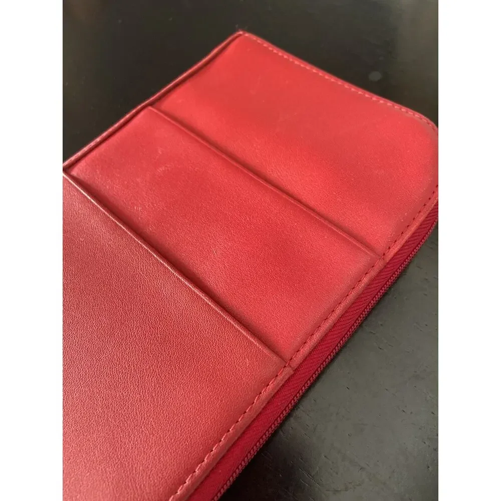 KAEHLER Red Leather Zippered Passport Wallet